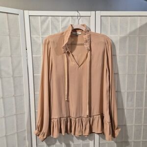 Ro & De Ruffle Neck Blouse Top Sz M